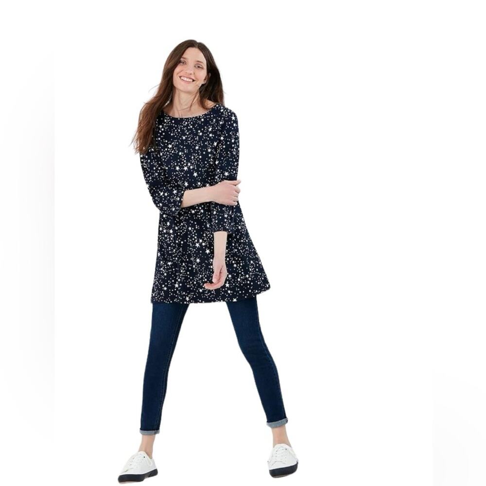Joules Anise Bonfire Sky Star Print Knit Tunic Dress - Picture 2 of 8
